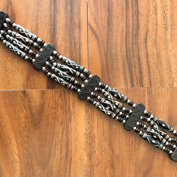 Handmade Traditional Antiqued 4 Row Buffalo Bone Hairpipe Tribal Choker - Picture 4 of 5